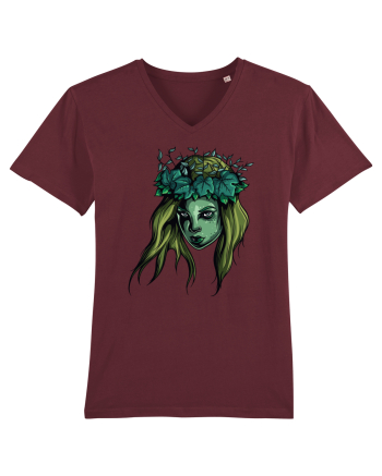Green Beauty Girl Face Burgundy