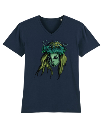 Green Beauty Girl Face French Navy