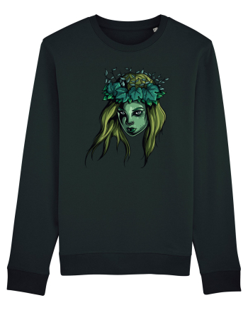 Green Beauty Girl Face Black