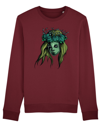 Green Beauty Girl Face Burgundy