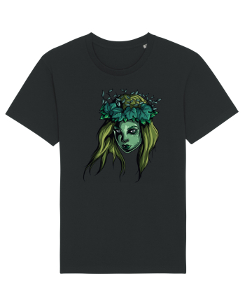 Green Beauty Girl Face Black
