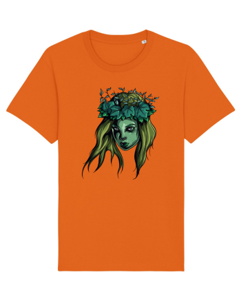 Green Beauty Girl Face Bright Orange