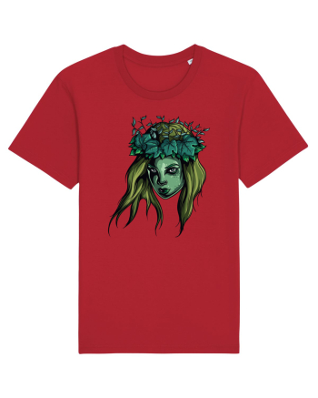 Green Beauty Girl Face Red