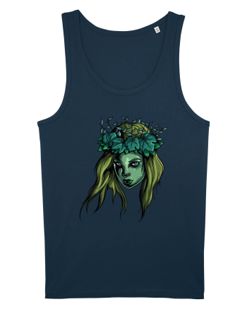 Green Beauty Girl Face Navy