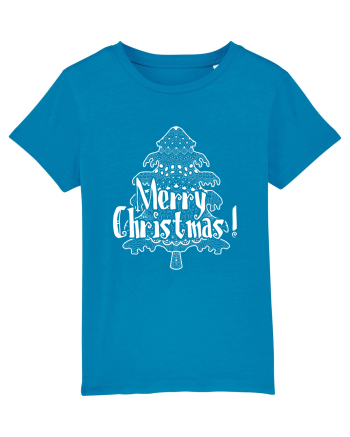Merry Christmas Tree White Embroidery Azur
