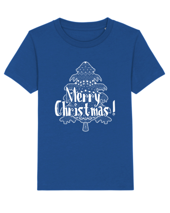 Merry Christmas Tree White Embroidery Majorelle Blue