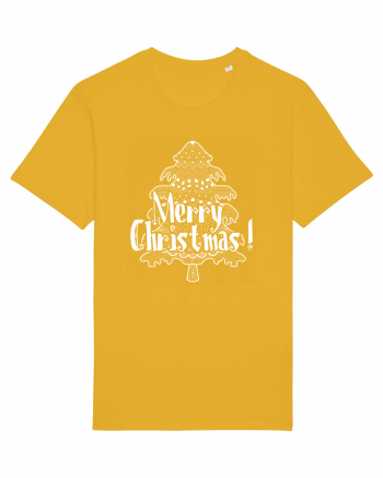 Merry Christmas Tree White Embroidery Spectra Yellow