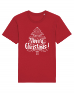 Merry Christmas Tree White Embroidery Tricou mânecă scurtă Unisex Rocker