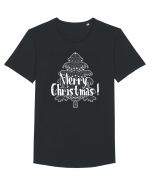 Merry Christmas Tree White Embroidery Tricou mânecă scurtă guler larg Bărbat Skater