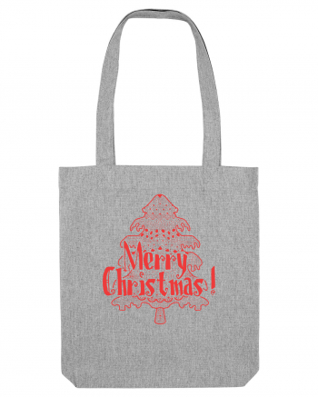 Merry Christmas Tree Red Embroidery Heather Grey