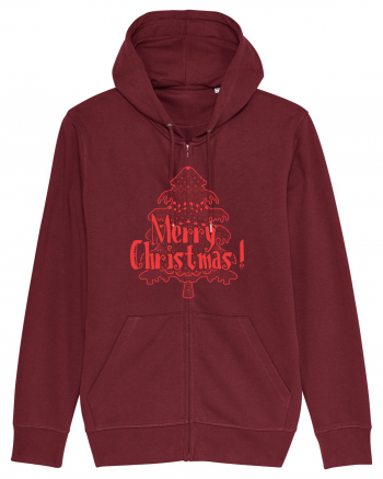 Merry Christmas Tree Red Embroidery Burgundy