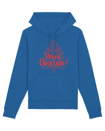 Merry Christmas Tree Red Embroidery Royal Blue
