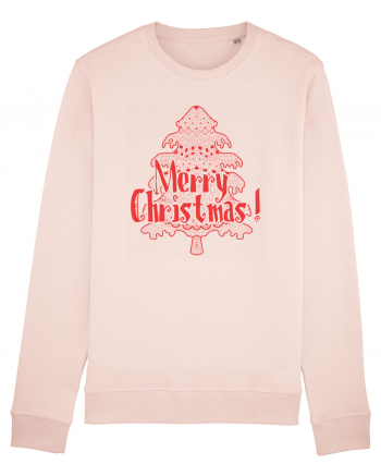 Merry Christmas Tree Red Embroidery Candy Pink
