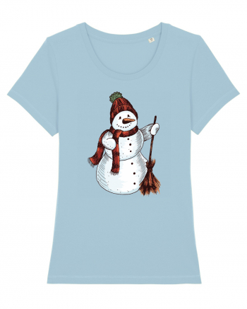 Retro Funny Snowman Sky Blue