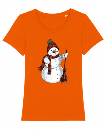 Retro Funny Snowman Bright Orange