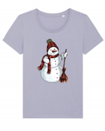 Retro Funny Snowman Tricou mânecă scurtă guler larg fitted Damă Expresser