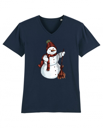 Retro Funny Snowman French Navy