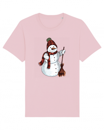 Retro Funny Snowman Cotton Pink