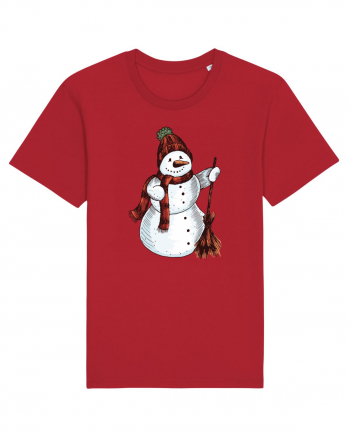 Retro Funny Snowman Red
