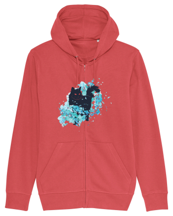 Watercolor Black Cat Carmine Red