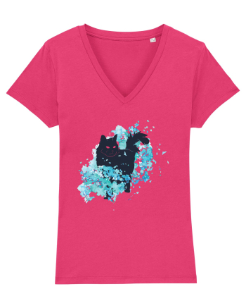 Watercolor Black Cat Raspberry
