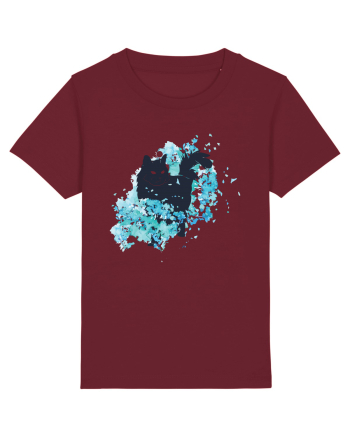 Watercolor Black Cat Burgundy