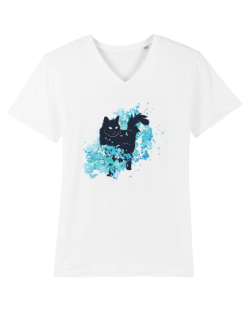 Watercolor Black Cat White