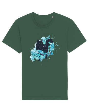Watercolor Black Cat Bottle Green