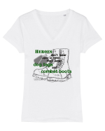 Dog tags and combat boots Tricou mânecă scurtă guler V Damă Evoker