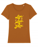 Live Love Hive Tricou mânecă scurtă guler larg fitted Damă Expresser
