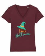 I hate Halloween ! Tricou mânecă scurtă guler V Damă Evoker