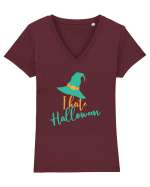I hate Halloween ! Tricou mânecă scurtă guler V Damă Evoker