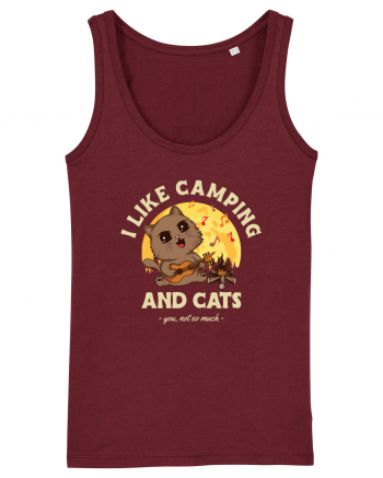 I like camping and cats Burgundy