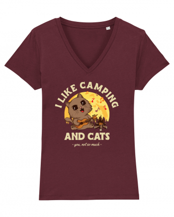 I like camping and cats Burgundy