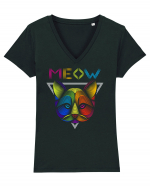 Pisica Meow Colorat Tricou mânecă scurtă guler V Damă Evoker