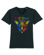 Pisica Meow Colorat Tricou mânecă scurtă guler V Bărbat Presenter