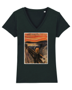 The Scream Edvard Munch parody Tricou mânecă scurtă guler V Damă Evoker