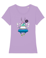 Cartoon Piramidă Hipster Tricou mânecă scurtă guler larg fitted Damă Expresser