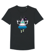 Cartoon Piramidă Hipster Tricou mânecă scurtă guler larg Bărbat Skater