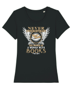 Woman with books Tricou mânecă scurtă guler larg fitted Damă Expresser