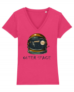 Outer Space Astronaut Tricou mânecă scurtă guler V Damă Evoker