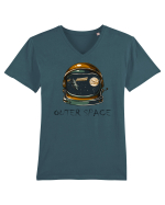 Outer Space Astronaut Tricou mânecă scurtă guler V Bărbat Presenter