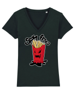 Spooky fries Tricou mânecă scurtă guler V Damă Evoker