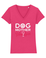 Dog Mother Wine Lover Tricou mânecă scurtă guler V Damă Evoker