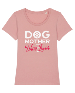 Dog Mother Wine Lover Tricou mânecă scurtă guler larg fitted Damă Expresser