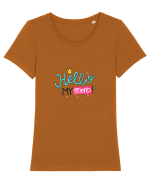 Hello My Friend Tricou mânecă scurtă guler larg fitted Damă Expresser