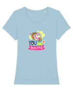 You are Beautiful Tricou mânecă scurtă guler larg fitted Damă Expresser
