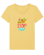 Never Stop Exploring Tricou mânecă scurtă guler larg fitted Damă Expresser
