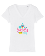 Success is not Easy Tricou mânecă scurtă guler V Damă Evoker