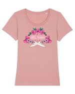Girl Gang Pink Tricou mânecă scurtă guler larg fitted Damă Expresser